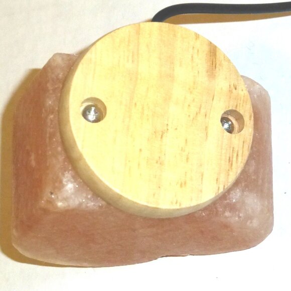 Heart Shaped Hand Carved USB Powered Himalayan Salt Lamp with Wooden Base Works - Picture 9 of 10